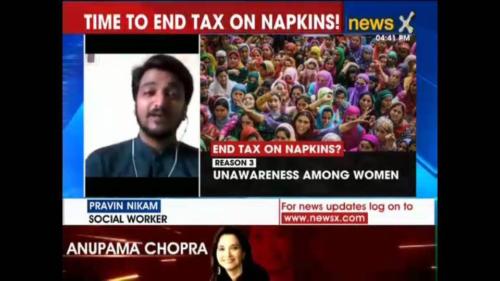 Speaking about No Tax on Sanitary Pads Campaign on NewsX