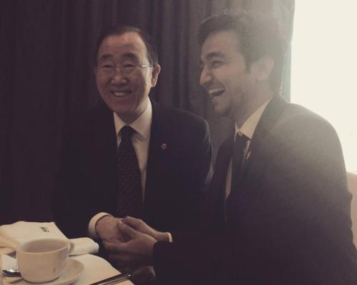 United Nations Secretary General Ban-Ki-Moon and ROSHNI Founder Pravin Nikam